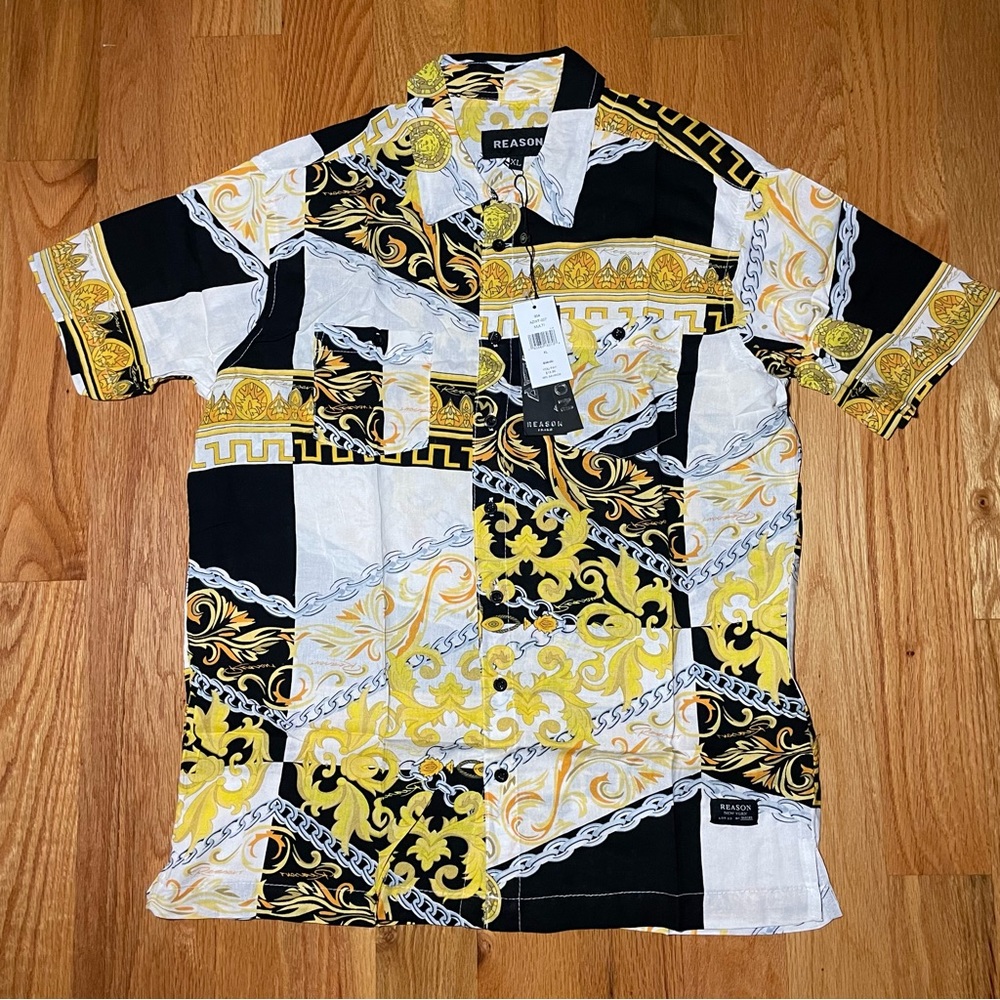Hibiscus Medusa Style Button Down Shirt, Brand New